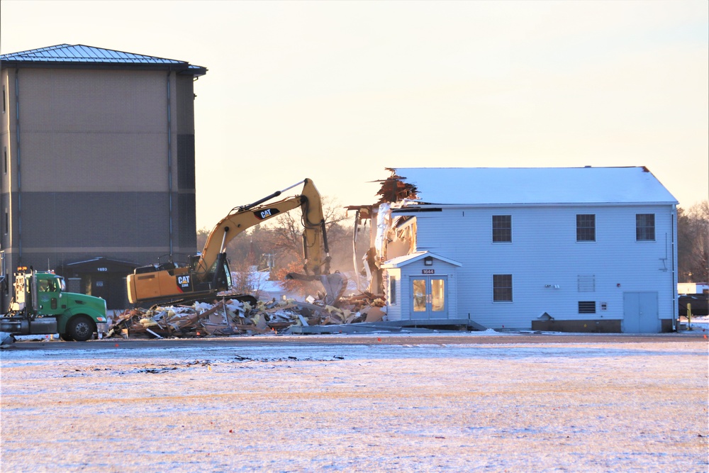 Continued building demolition in Fort McCoy’s 1600 block makes way for more transformation by construction