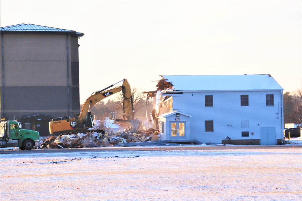 Continued building demolition in Fort McCoy’s 1600 block makes way for more transformation by construction