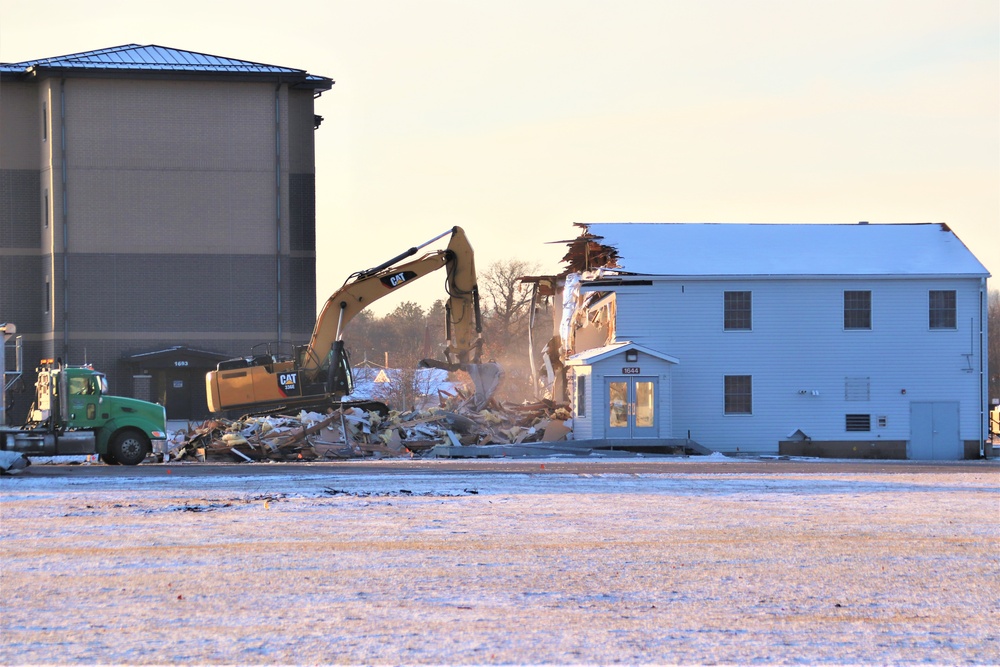 Continued building demolition in Fort McCoy’s 1600 block makes way for more transformation by construction