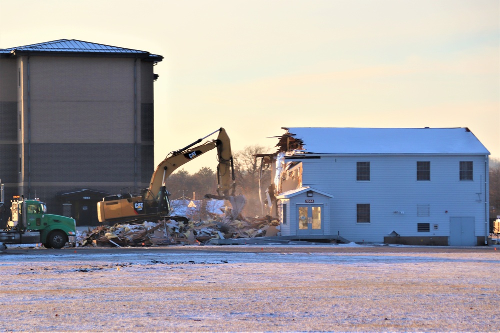 Continued building demolition in Fort McCoy’s 1600 block makes way for more transformation by construction