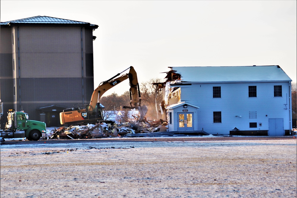 Continued building demolition in Fort McCoy’s 1600 block makes way for more transformation by construction