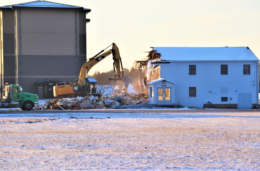 Continued building demolition in Fort McCoy’s 1600 block makes way for more transformation by construction