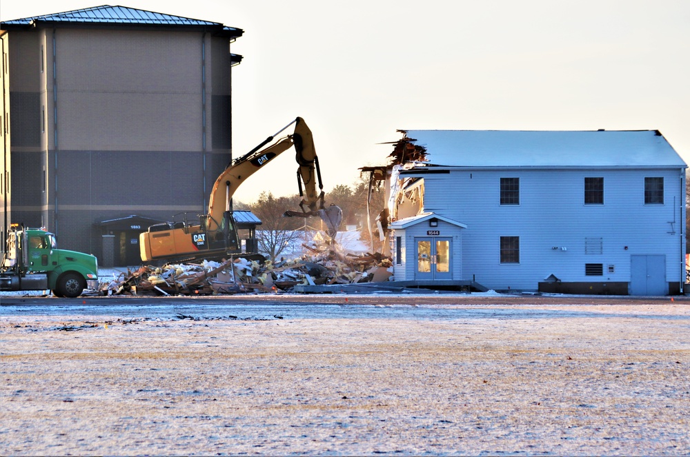 Continued building demolition in Fort McCoy’s 1600 block makes way for more transformation by construction