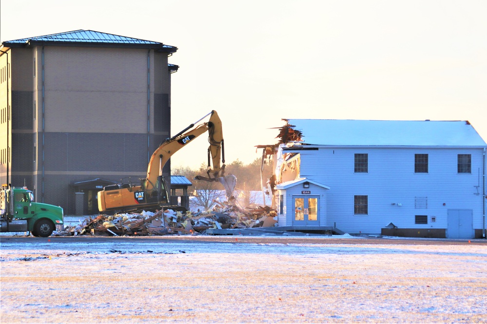 Continued building demolition in Fort McCoy’s 1600 block makes way for more transformation by construction