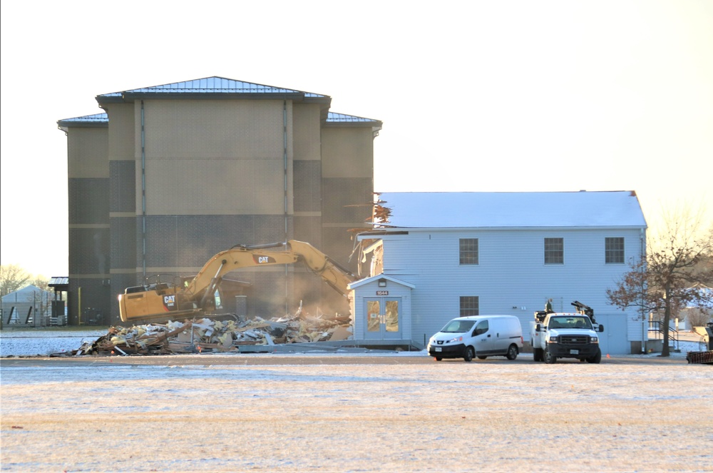 Continued building demolition in Fort McCoy’s 1600 block makes way for more transformation by construction