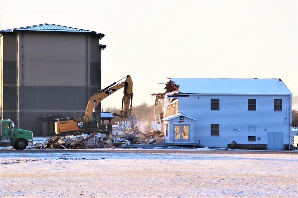 Continued building demolition in Fort McCoy’s 1600 block makes way for more transformation by construction