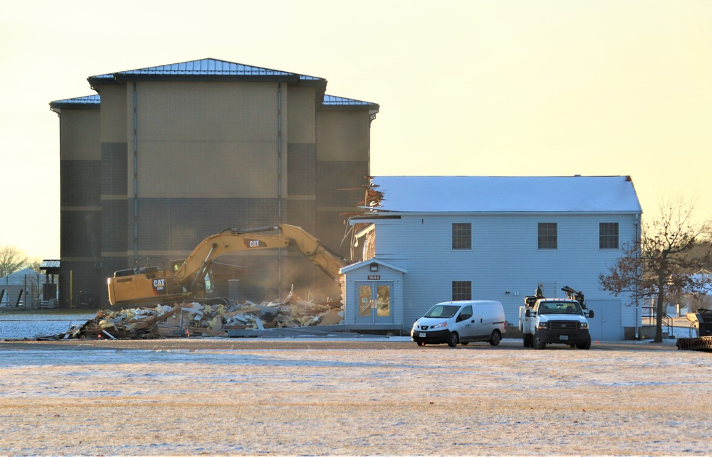 Continued building demolition in Fort McCoy’s 1600 block makes way for more transformation by construction