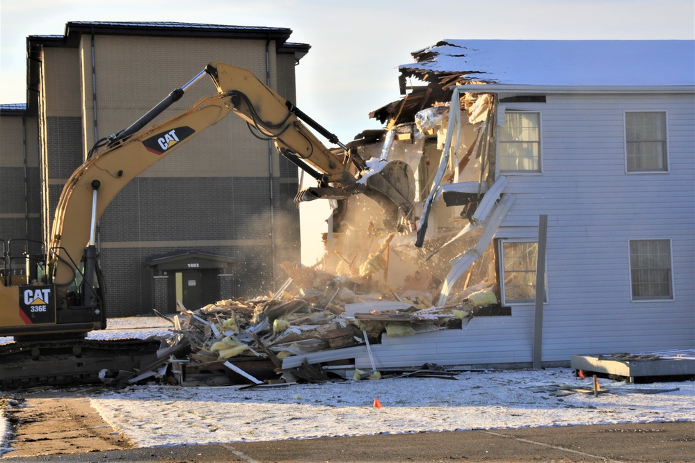 Continued building demolition in Fort McCoy’s 1600 block makes way for more transformation by construction