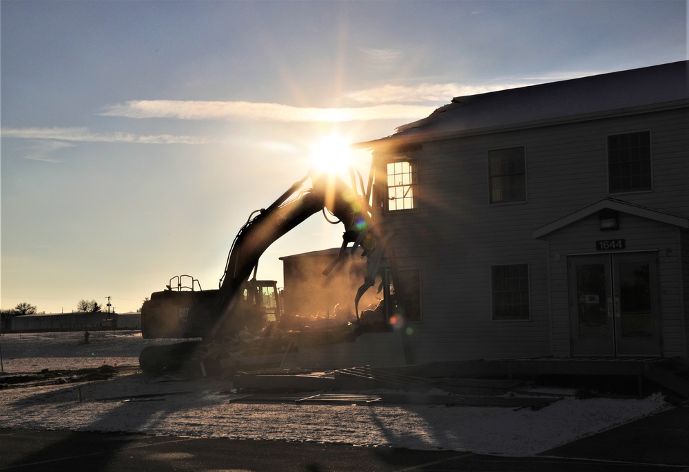 Continued building demolition in Fort McCoy’s 1600 block makes way for more transformation by construction