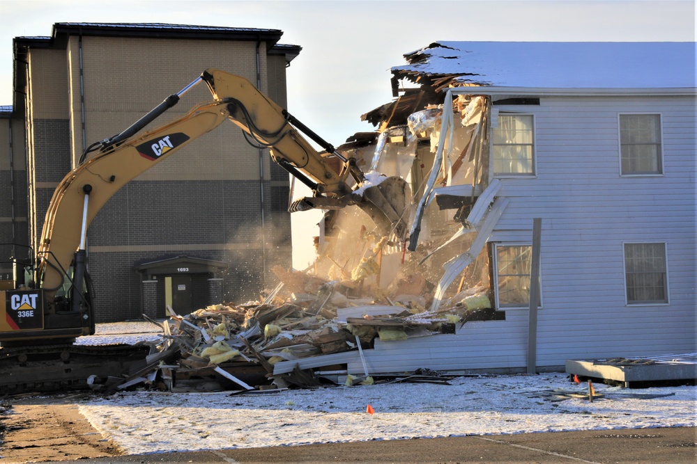 Continued building demolition in Fort McCoy’s 1600 block makes way for more transformation by construction