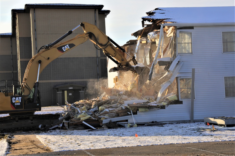 Continued building demolition in Fort McCoy’s 1600 block makes way for more transformation by construction