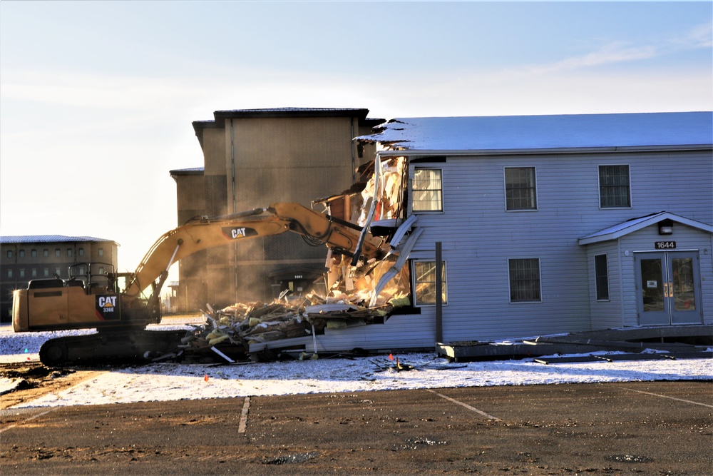 Continued building demolition in Fort McCoy’s 1600 block makes way for more transformation by construction