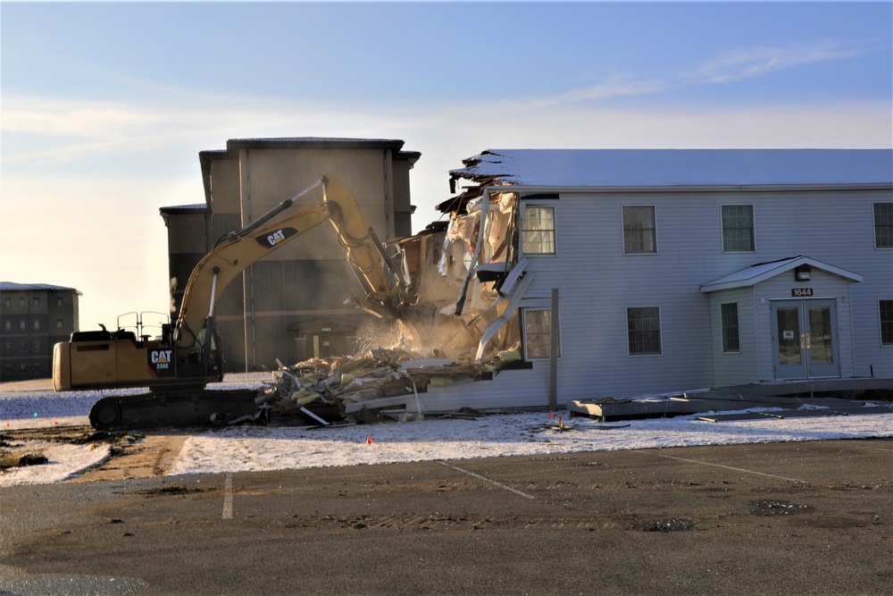 Continued building demolition in Fort McCoy’s 1600 block makes way for more transformation by construction