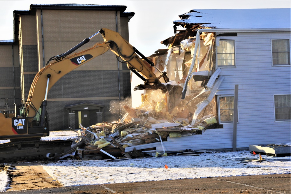 Continued building demolition in Fort McCoy’s 1600 block makes way for more transformation by construction