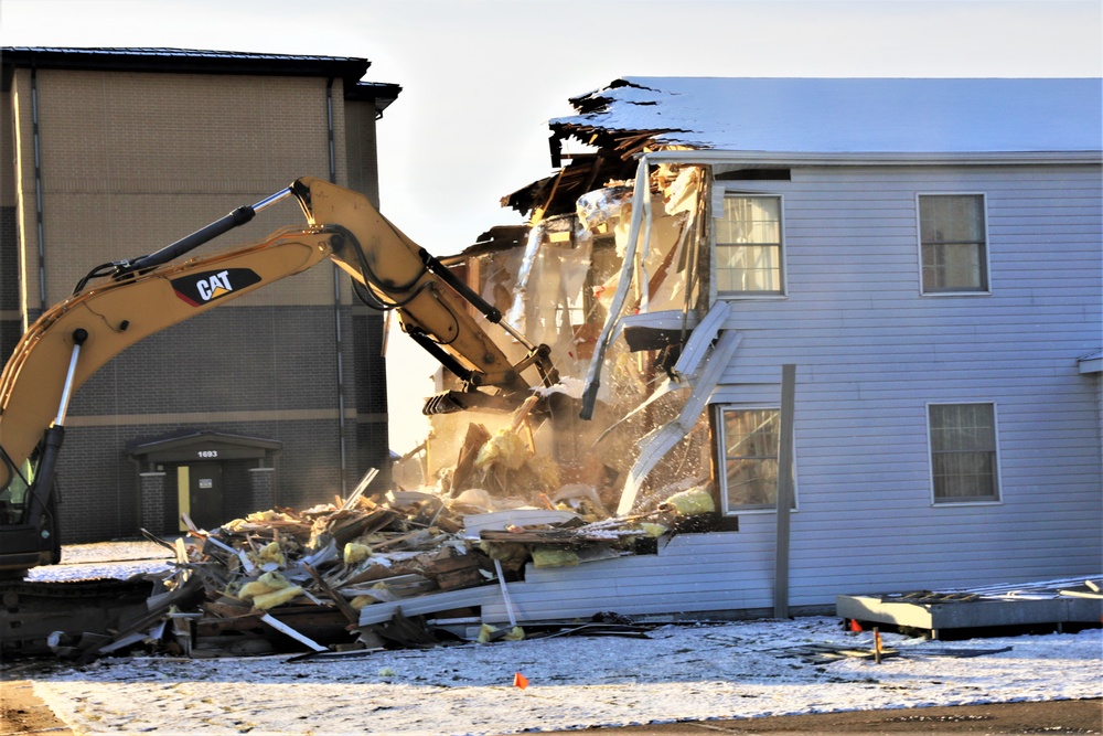 Continued building demolition in Fort McCoy’s 1600 block makes way for more transformation by construction