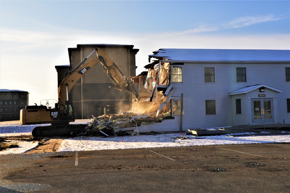 Continued building demolition in Fort McCoy’s 1600 block makes way for more transformation by construction