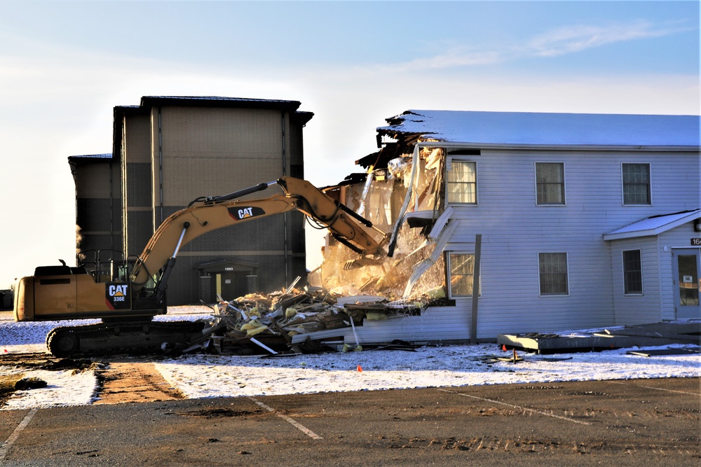 Continued building demolition in Fort McCoy’s 1600 block makes way for more transformation by construction