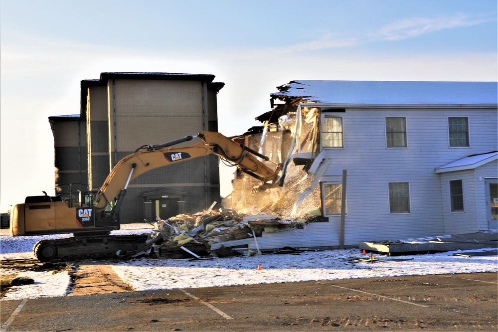 Continued building demolition in Fort McCoy’s 1600 block makes way for more transformation by construction