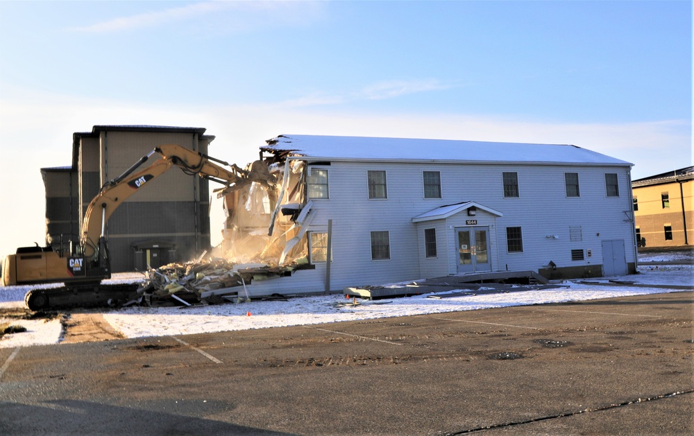 Continued building demolition in Fort McCoy’s 1600 block makes way for more transformation by construction