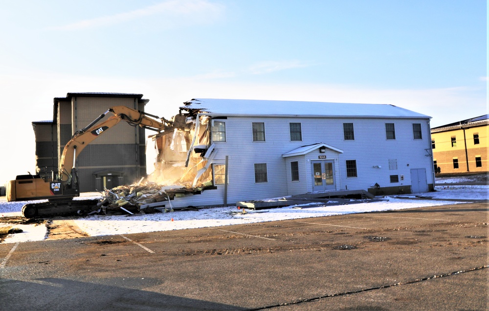 Continued building demolition in Fort McCoy’s 1600 block makes way for more transformation by construction