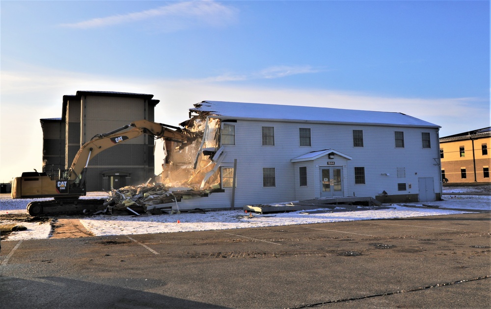 Continued building demolition in Fort McCoy’s 1600 block makes way for more transformation by construction