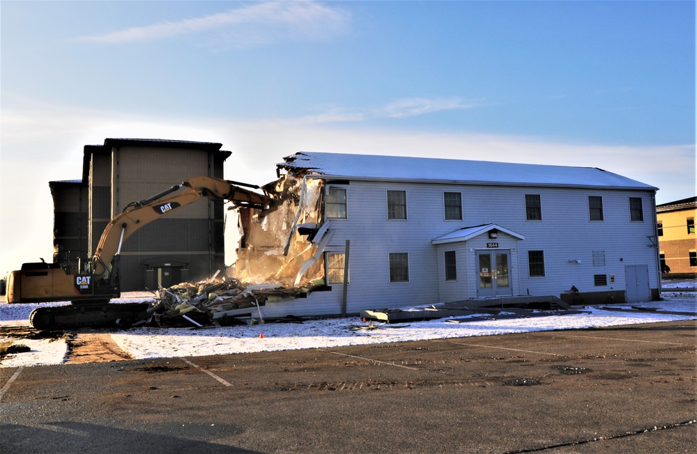 Continued building demolition in Fort McCoy’s 1600 block makes way for more transformation by construction