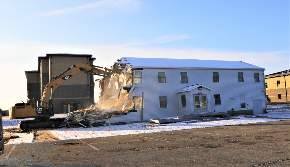 Continued building demolition in Fort McCoy’s 1600 block makes way for more transformation by construction