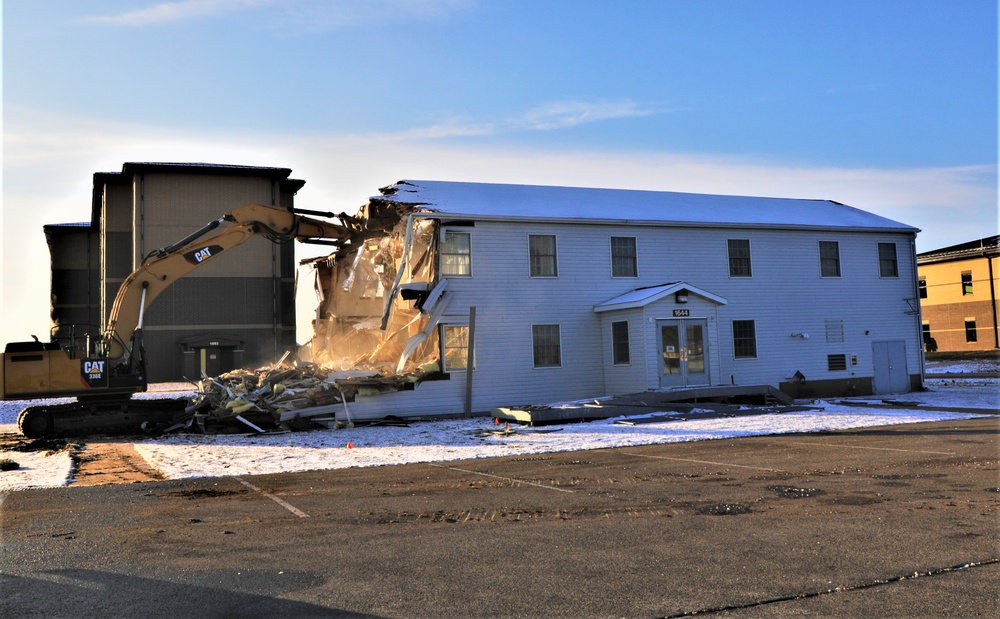 Continued building demolition in Fort McCoy’s 1600 block makes way for more transformation by construction