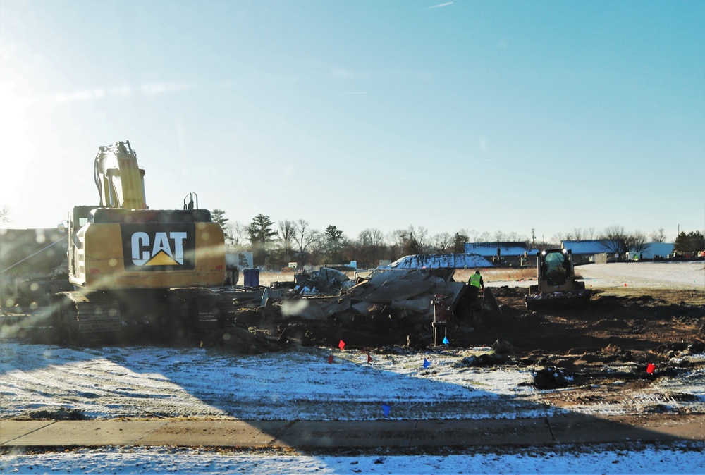 Continued building demolition in Fort McCoy’s 1600 block makes way for more transformation by construction