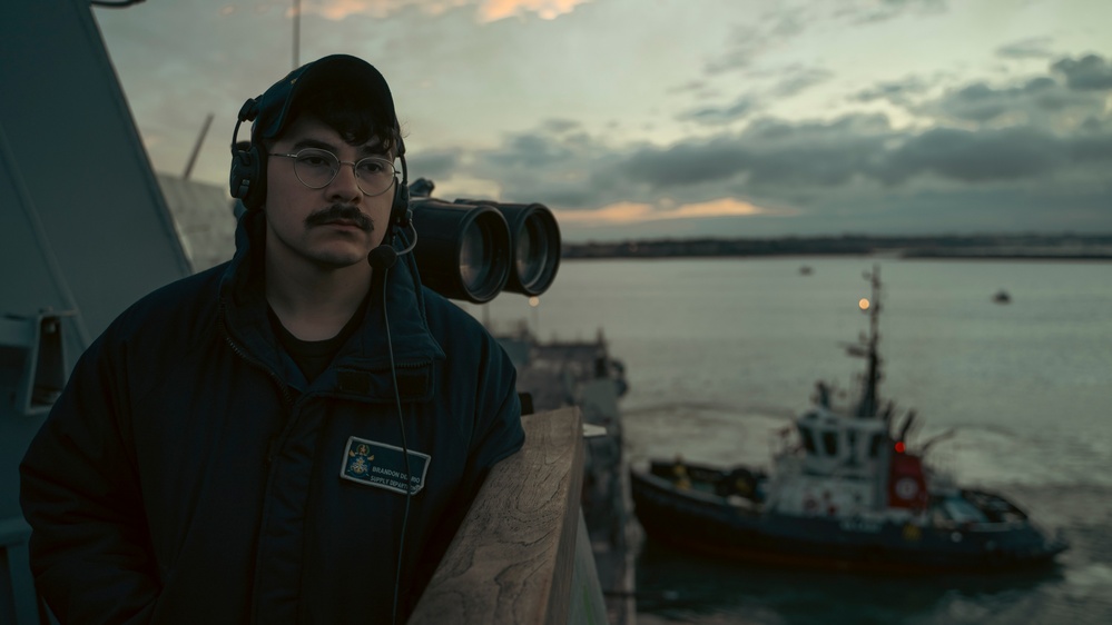 Delbert D. Black Pulls into Naval Station Rota, Spain.