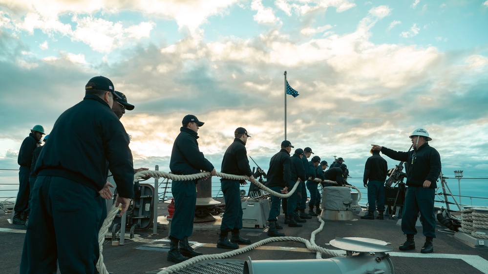 Delbert D. Black Pulls into Naval Station Rota, Spain.