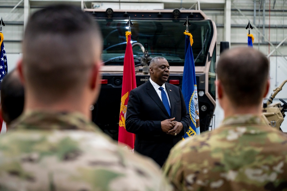 SECDEF visits troops at Al Udeid Air Base