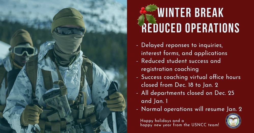 USNCC Reduces Operations for Winter Break