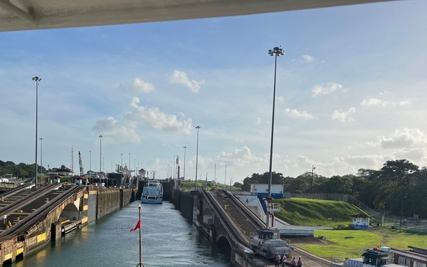 Coast Guard Cutter Resolute enters the Panama Canal