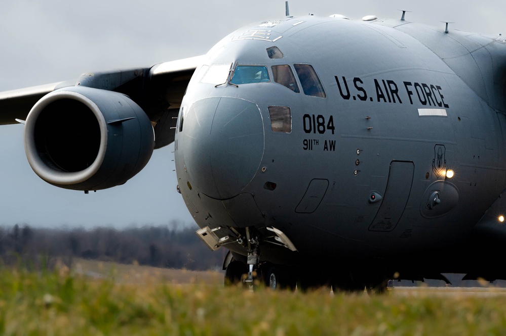 Unrivaled Ascent: 911th Airlift Wing's C-17 Launches for duty