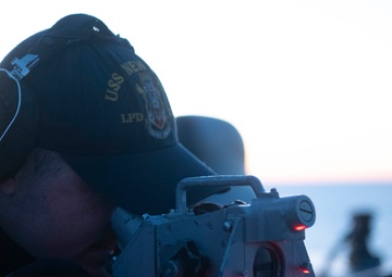 USS New York (LPD-21) quartermaster stands the watch