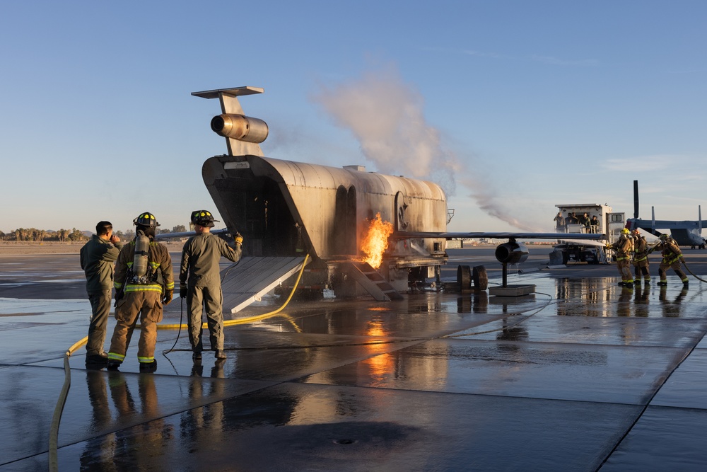 ARFF simulated aircraft fire training