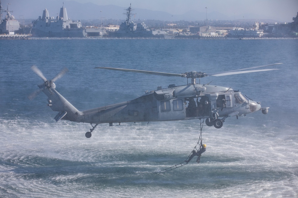 EOD performs helicopter jump