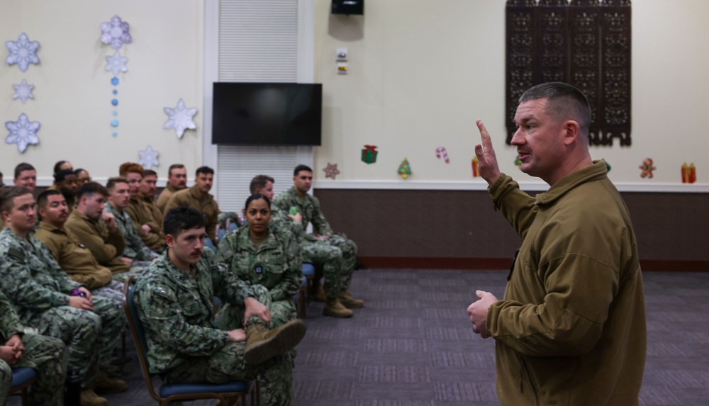 NMCB 4 Seabees have a Training Stand-down aboard Camp Shields