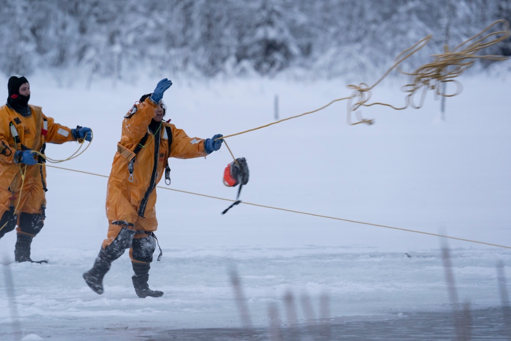 Alaska firefighters learn ice-rescue skills