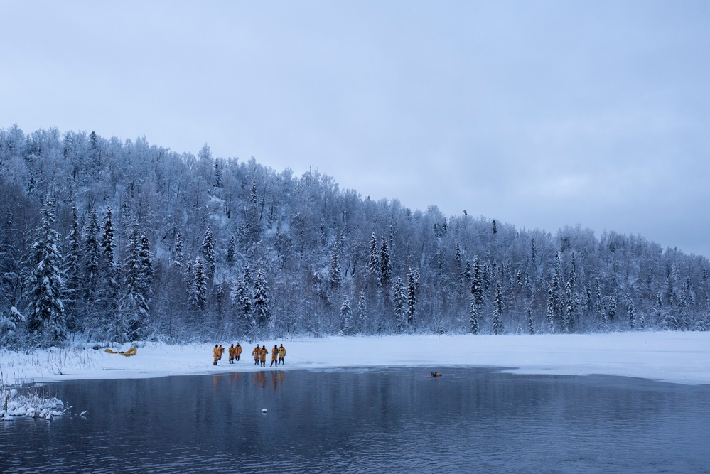 Alaska firefighters learn ice-rescue skills