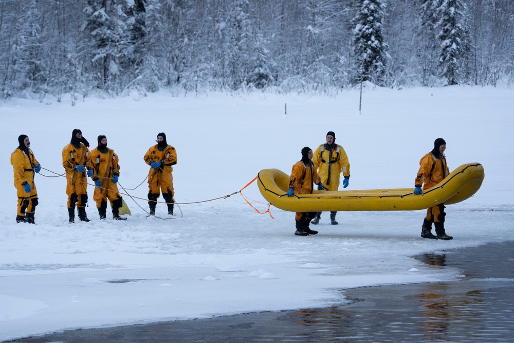 Alaska firefighters learn ice-rescue skills