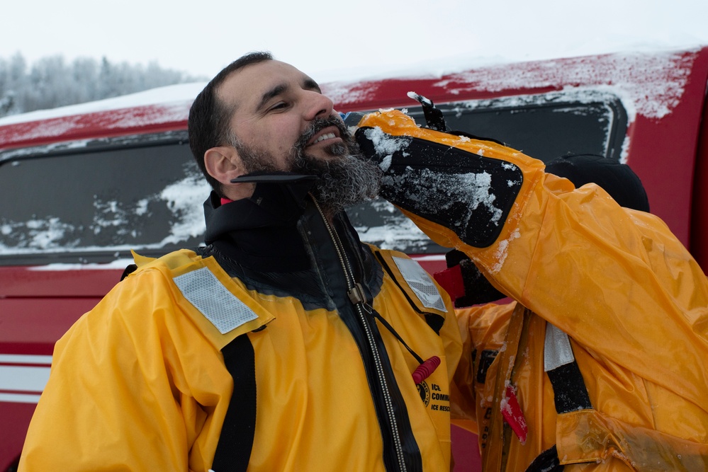 Alaska firefighters learn ice-rescue skills