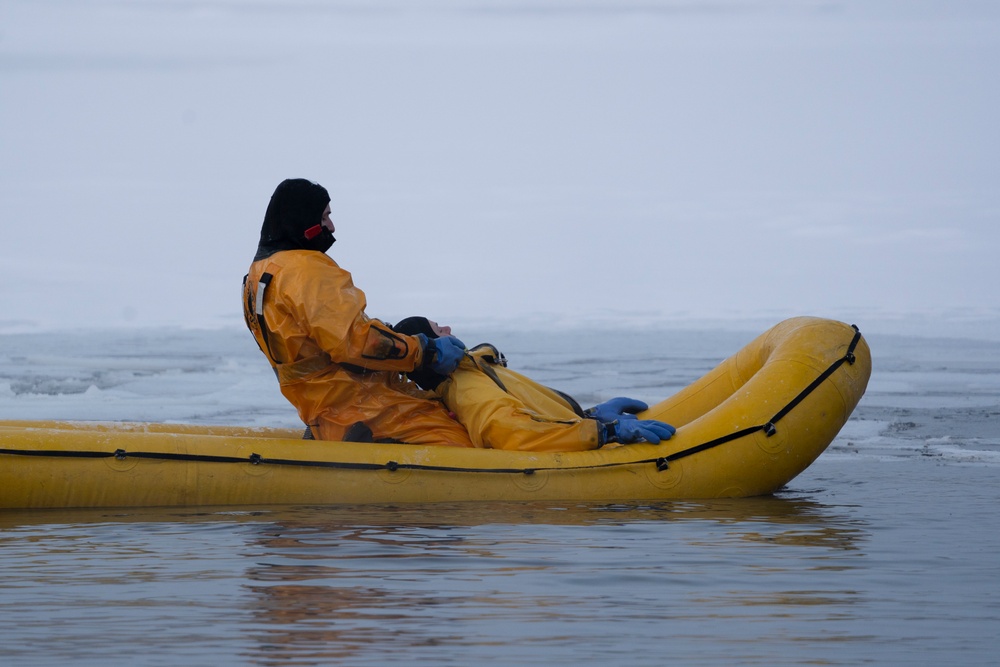 Alaska firefighters learn ice-rescue skills