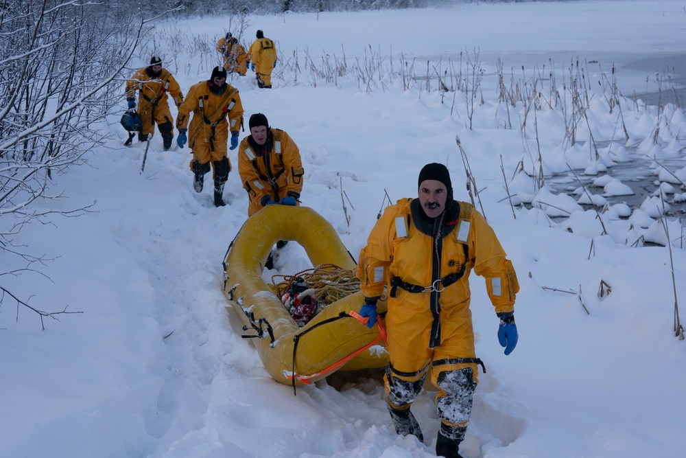 Alaska firefighters learn ice-rescue skills