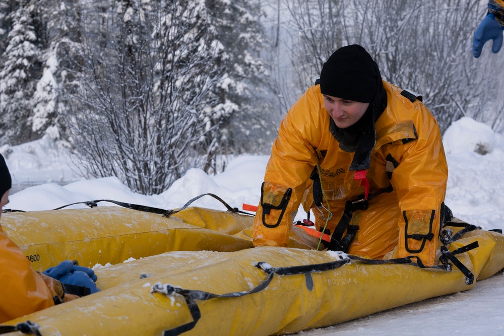 Alaska firefighters learn ice-rescue skills