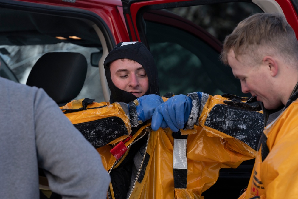 Alaska firefighters learn ice-rescue skills