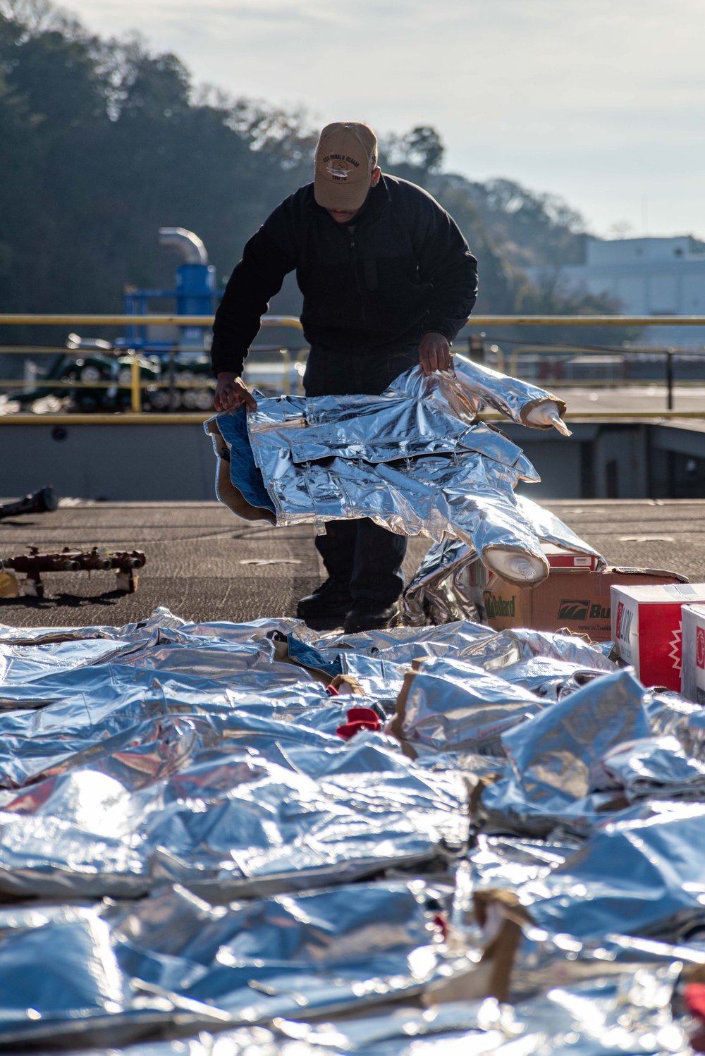 USS Ronald Reagan (CVN 76) Sailors prepare for inspection