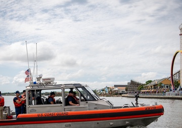 Coast Guard boat crew patrols near Kemah, Texas