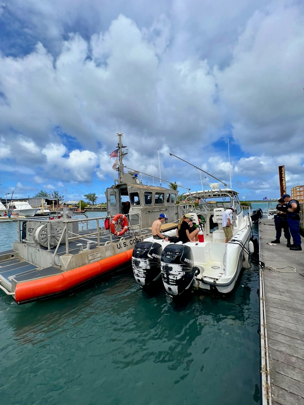 U.S. Coast Guard aids stranded vessel Rascal off Tanguisson Beach, Guam, on Christmas weekend